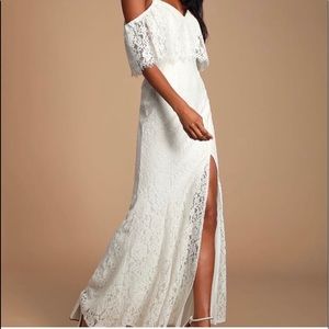 lulu’s White Lace Maxi Dress